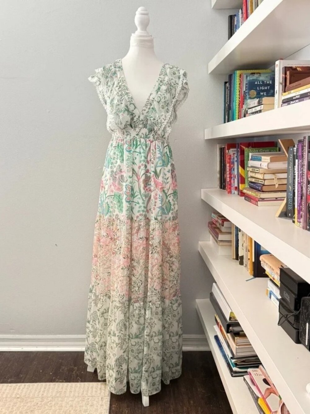 HOUSE OF HARLOW 1960 Tiered Floral Boho Maxi Dress Medium